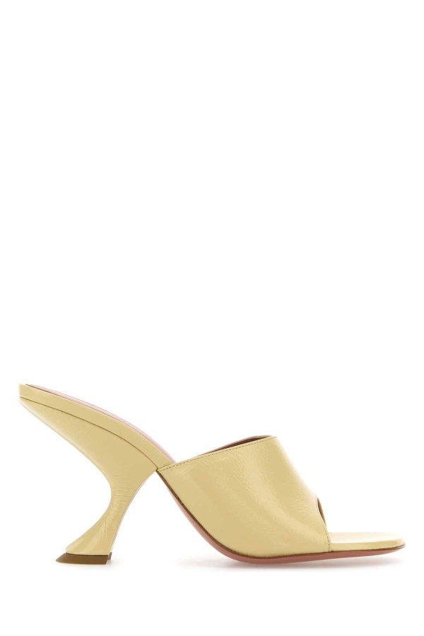 Amina Muaddi Pastel Yellow Leather Taylor Mules