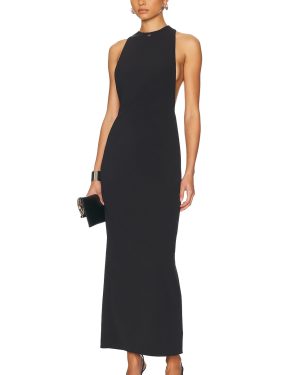 Amiri Mock Neck Maxi Dress in Black - Black. Size 36 (also in 42).
