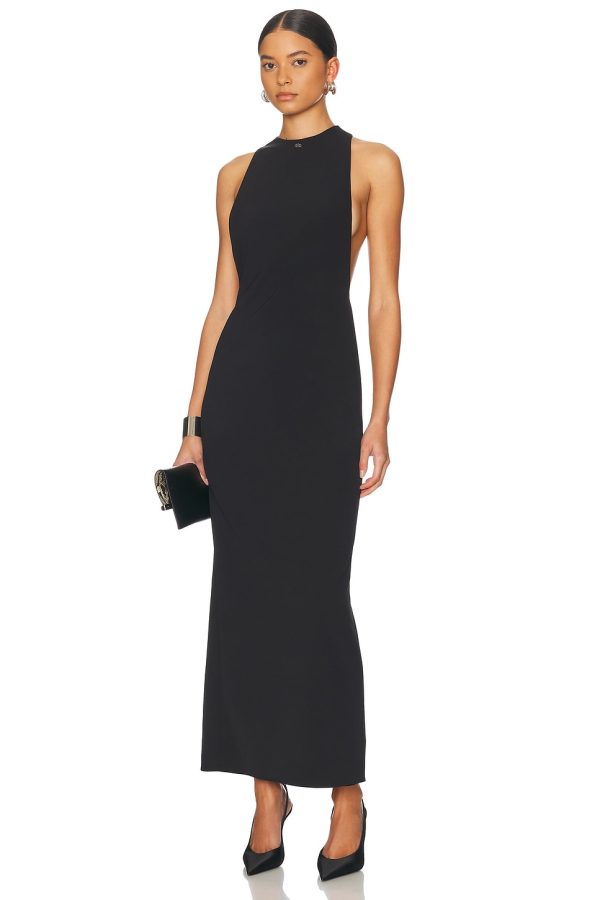 Amiri Mock Neck Maxi Dress in Black - Black. Size 36 (also in 42).