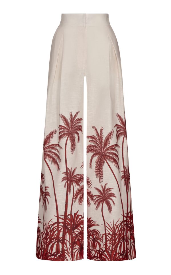 Andres Otalora - Desperte Printed Linen Wide-Leg Pants - Red - US 0 - Only At Moda Operandi