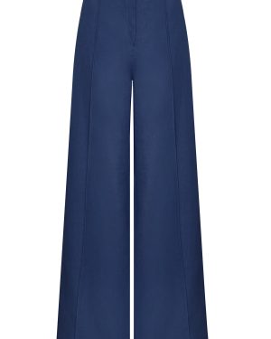 Andres Otalora - La Vida Es Pintucked Linen Wide-Leg Pants - Blue - US 8 - Only At Moda Operandi