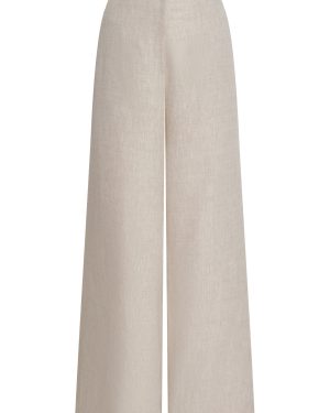 Andres Otalora - Me Hablas Linen Wide-Leg Pants - Khaki - US 4 - Moda Operandi