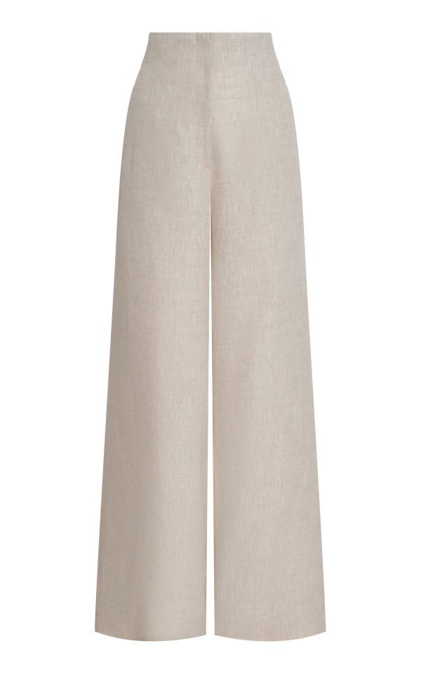 Andres Otalora - Me Hablas Linen Wide-Leg Pants - Khaki - US 4 - Moda Operandi