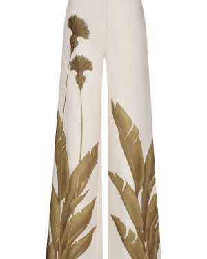 Andres Otalora - Ritmica Printed Linen Wide-Leg Pants - Green - US 10 - Only At Moda Operandi