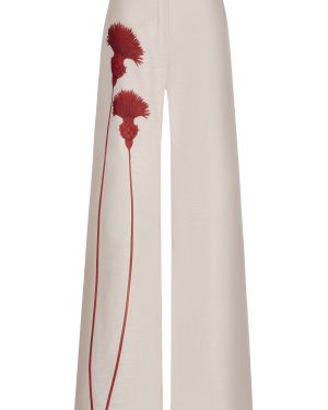 Andres Otalora - Ritmica Printed Linen Wide-Leg Pants - Red - US 12 - Only At Moda Operandi
