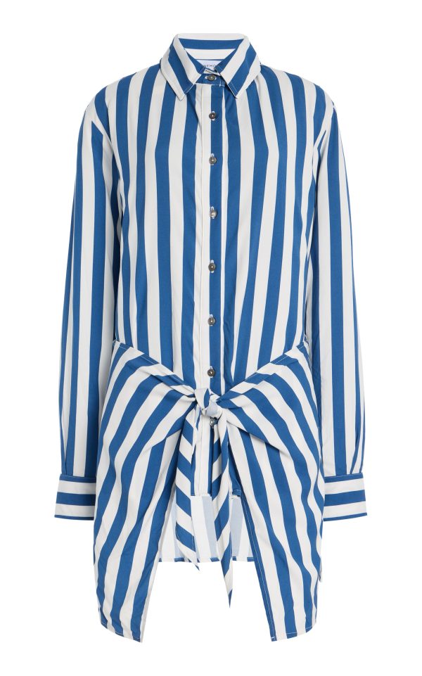 Anemos - L.A. Striped Stretch-Twill Mini Wrap Shirt Dress - Stripe - L - Moda Operandi