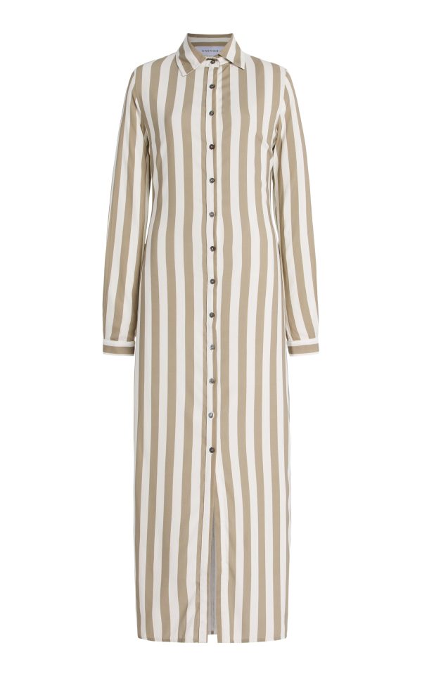Anemos - Striped Twill Maxi Shirt Dress - Stripe - S - Moda Operandi