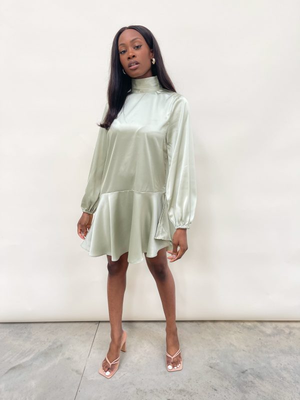Ani Asymmetric Smock Dress - Mint, L/XL