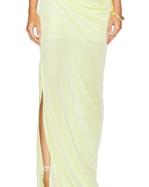 Anna October Casey Draped Maxi Skirt in Yellow. Size L, XL.