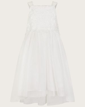 Anna Strappy Lace High-Low Dress Ivory