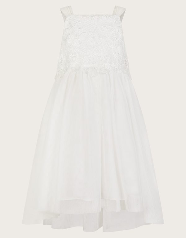 Anna Strappy Lace High-Low Dress Ivory