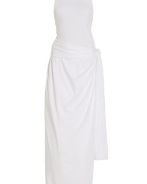 Another Tomorrow - Exclusive Cotton-Blend Maxi Wrap Dress - White - M - Moda Operandi