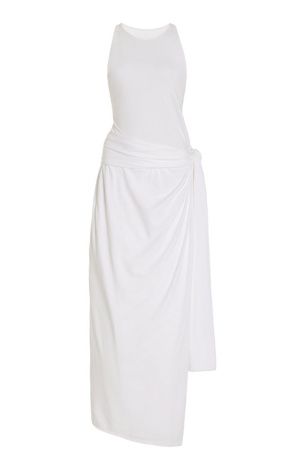 Another Tomorrow - Exclusive Cotton-Blend Maxi Wrap Dress - White - M - Moda Operandi