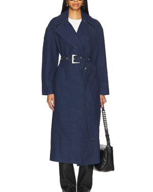 Apparis Tate Denim Trench Coat in Denim-Dark. Size M, S, XS.