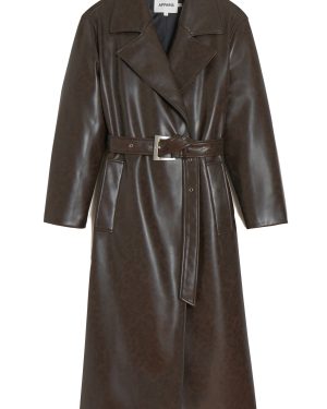 Apparis - Tate Recycled Leather Trench Coat - Brown - XXS - Moda Operandi