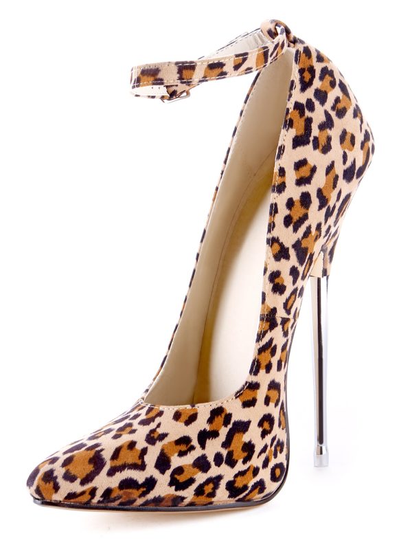 Apricot Leopard Print Pointed Toe Cloth Stilettos
