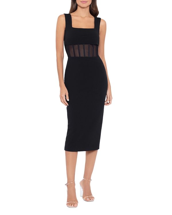 Aqua Bustier Mesh Panel Sheath Dress - Exclusive