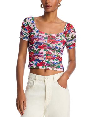 Aqua Floral Mesh Top - Exclusive