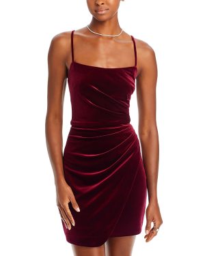 Aqua Ruched Velvet Mini Dress - Exclusive