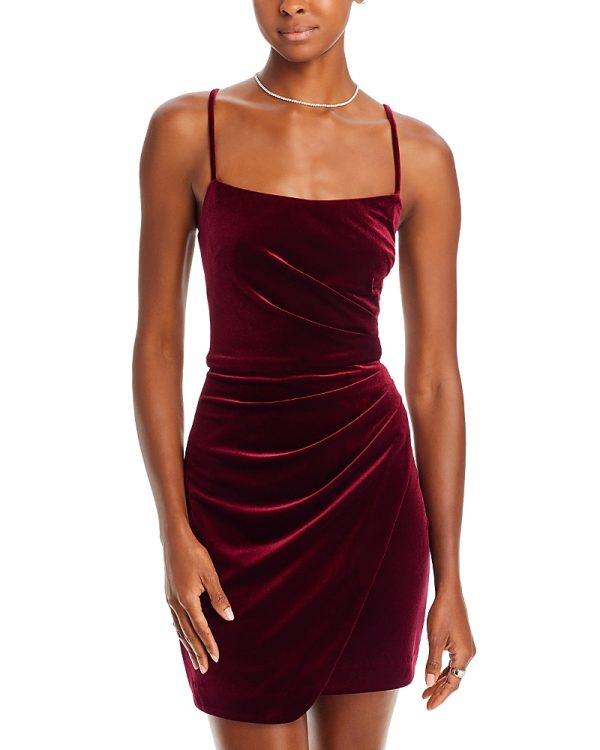 Aqua Ruched Velvet Mini Dress - Exclusive