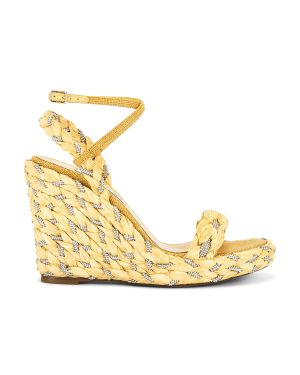 Aquazzura Costiera 120 Crystal Wedge Sandal in Lemonade - Yellow. Size 36 (also in 36.5, 37, 37.5, 38.5, 39, 40).