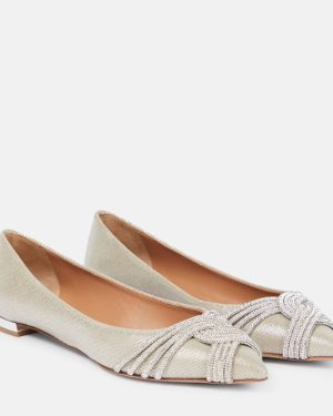 Aquazzura Gatsby embellished satin ballet flats