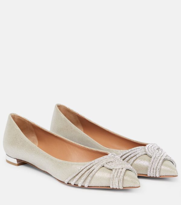 Aquazzura Gatsby embellished satin ballet flats