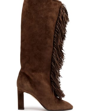 Aquazzura Gytane 85 Fringed Suede Knee-high Boots - Brown - 36 (IT36 / UK3)