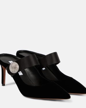 Aquazzura Macaron embellished velvet mules