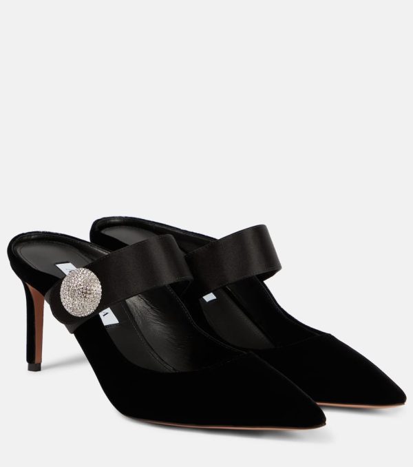 Aquazzura Macaron embellished velvet mules