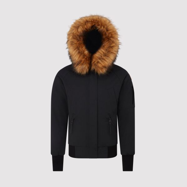 Arctic Army Women's Bomber Jacket In Black - Size 18 | Removable Faux Fur Trim | Luxury 90/10 Down Filling