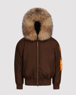 Arctic Army Women's Fur Bomber Jacket Brown / XXL