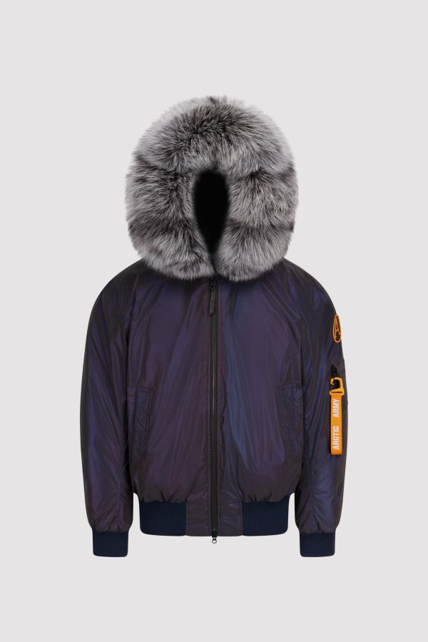 Arctic Army Women's Fur Bomber Jacket Navy / XXL