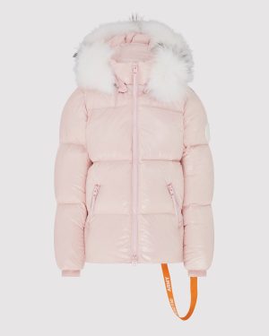 Arctic Army Women's Fur Puffer Jacket Pink / Medium | 100% Nylon Ciré