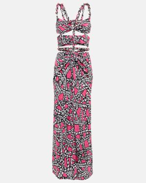 Area Printed cut-out silk midi dress