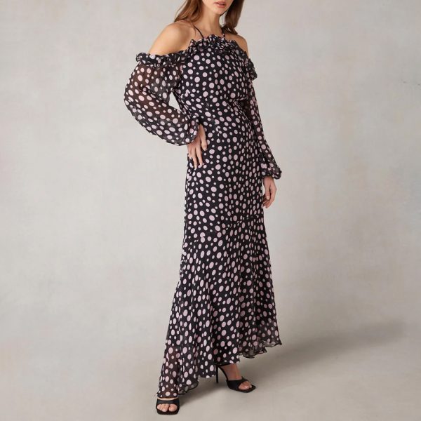 Arianna Pink Polka Dot Cosarge High Low Dress