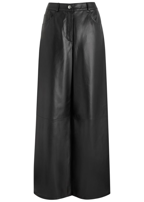 Arma Catania Wide-leg Leather Trousers - Black - 10 (UK10 / S)