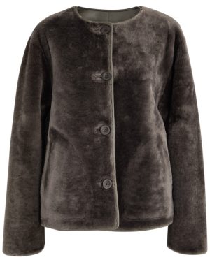 Arma Lucine Reversible Shearling and Leather Jacket - Dark Brown - 44