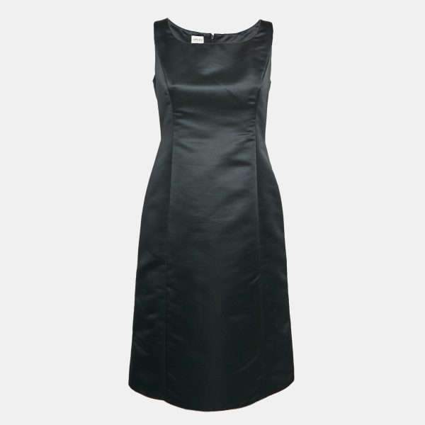 Armani Collezioni Black Satin Sleeveless Mini Dress M