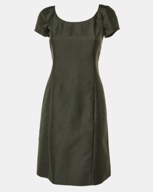 Armani Collezioni Charcoal Grey Mulberry Silk Sheath Dress S