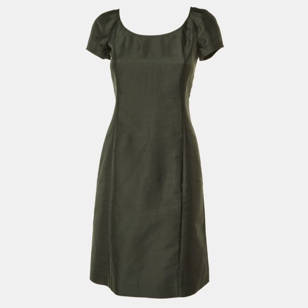 Armani Collezioni Charcoal Grey Mulberry Silk Sheath Dress S