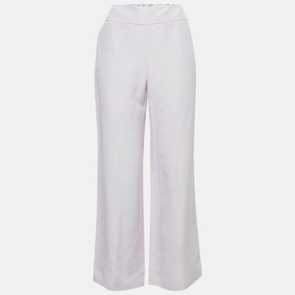 Armani Collezioni Light Purple Crepe Wide-Leg Trousers M