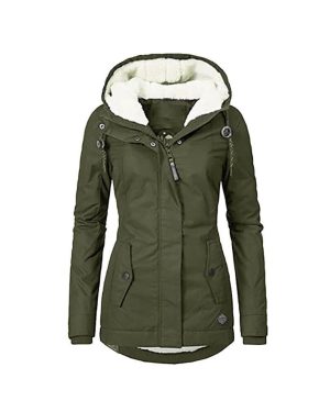 (Army Green, M) Womens Faux Fur Parka Jacket Coat Ladies Hooded Outwear Winter Warm Overcoat