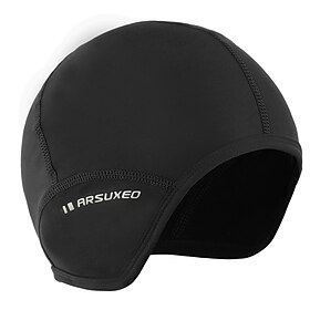 Arsuxeo Helmet Liner Skull Caps Skull Cap Beanie Helmet Liner Solid Color Thermal Warm Reflective Fleece Lining Antistatic High Elasticity Bike / Cycling Black