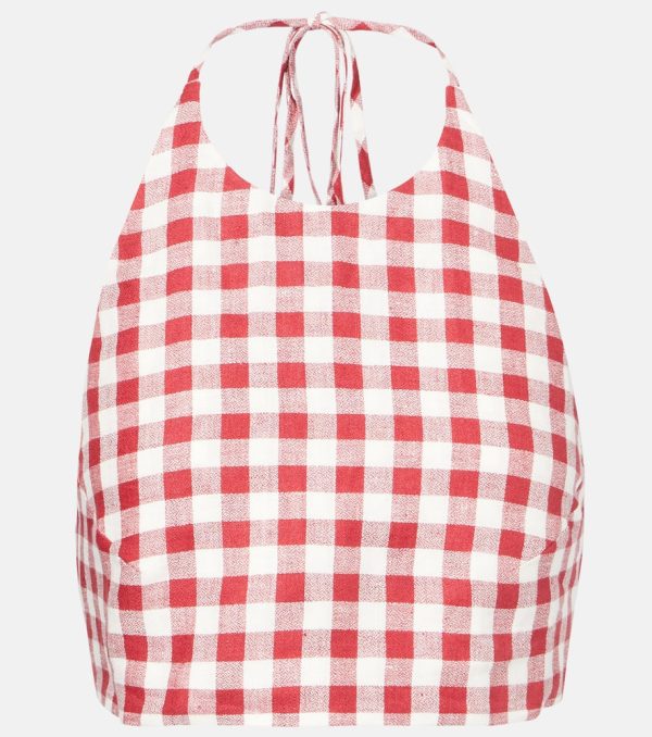 Asceno Marseille gingham linen crop top