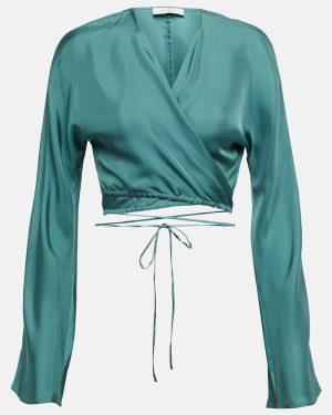 Asceno St. Tropez silk twill wrap top