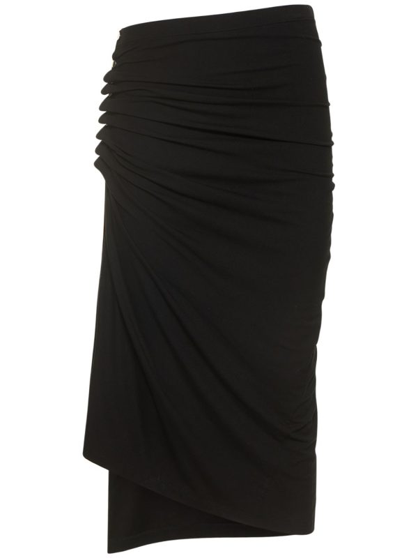 Asymmetric Light Jersey Midi Skirt