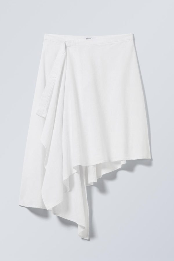 Asymmetric Linen Blend Wrap Skirt