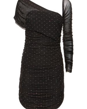 Asymmetric Mesh Mini Dress