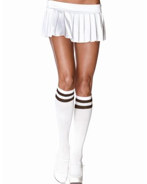 Athletic Knee High Stockings White/Black for Women
